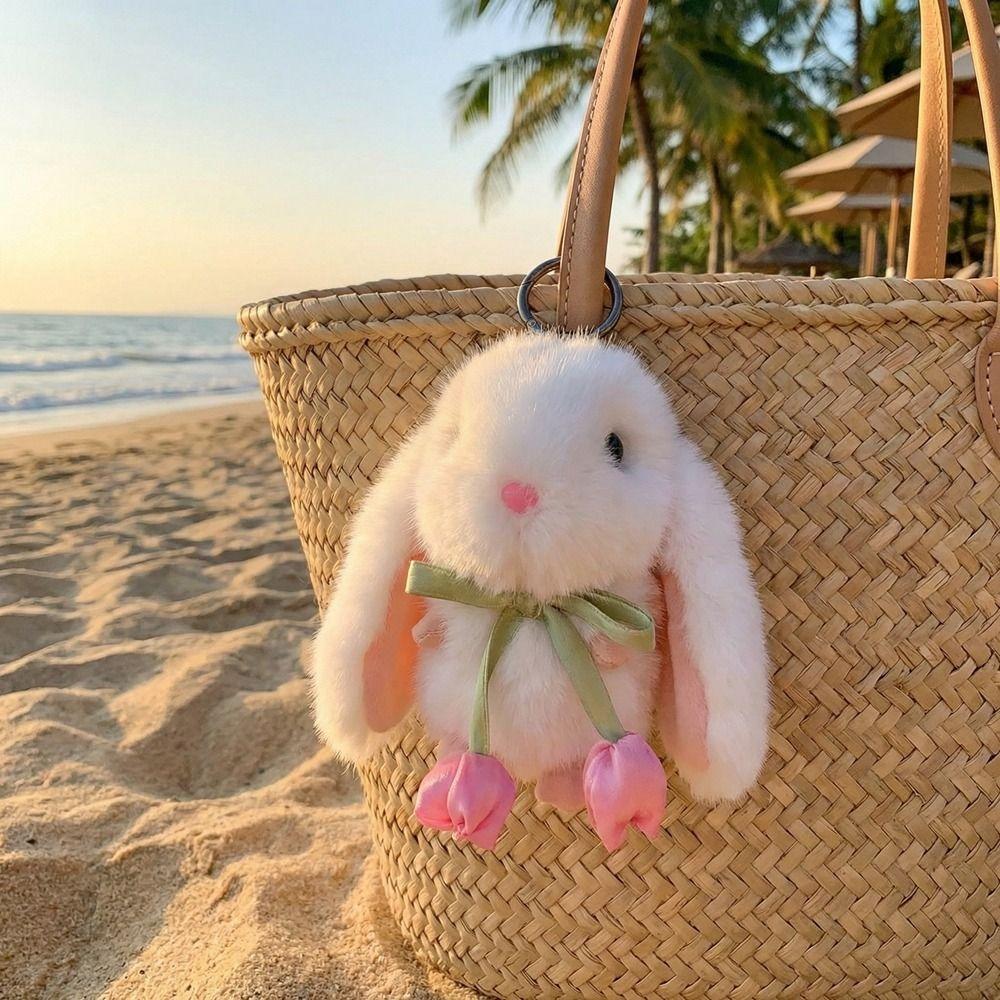 Soft Plush Doll Pendant Cute Cartoon Bunny Keyring Lovely Bag Charm  Girl
