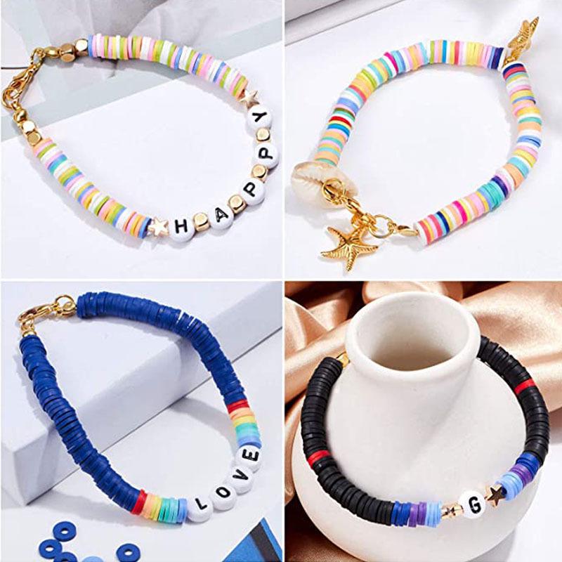 4394PCS/BOX 6MM Polymer Clay Beads Set Rainbow Color Clay Flat Chips Beads Bracelet Making Set DIY Boho Jewelry Materials Accessories Kit