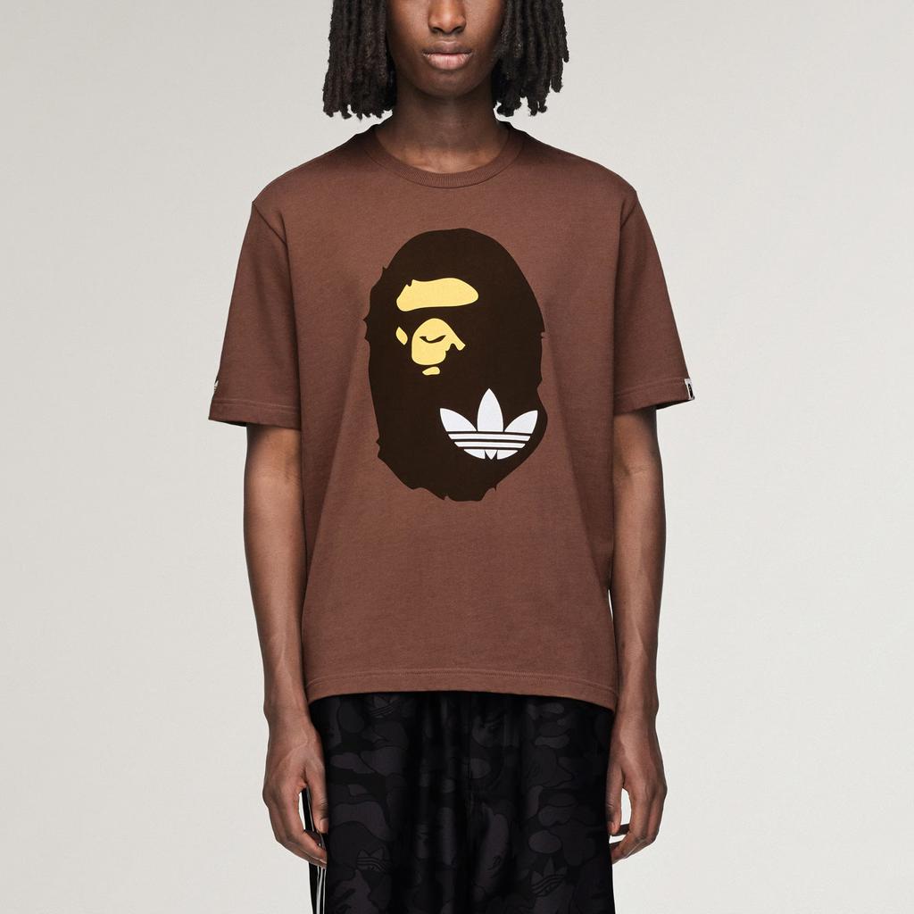 Adidas X BAPE SSL Tricou Straturi Pământ Topuri Unisex Maro KF4915