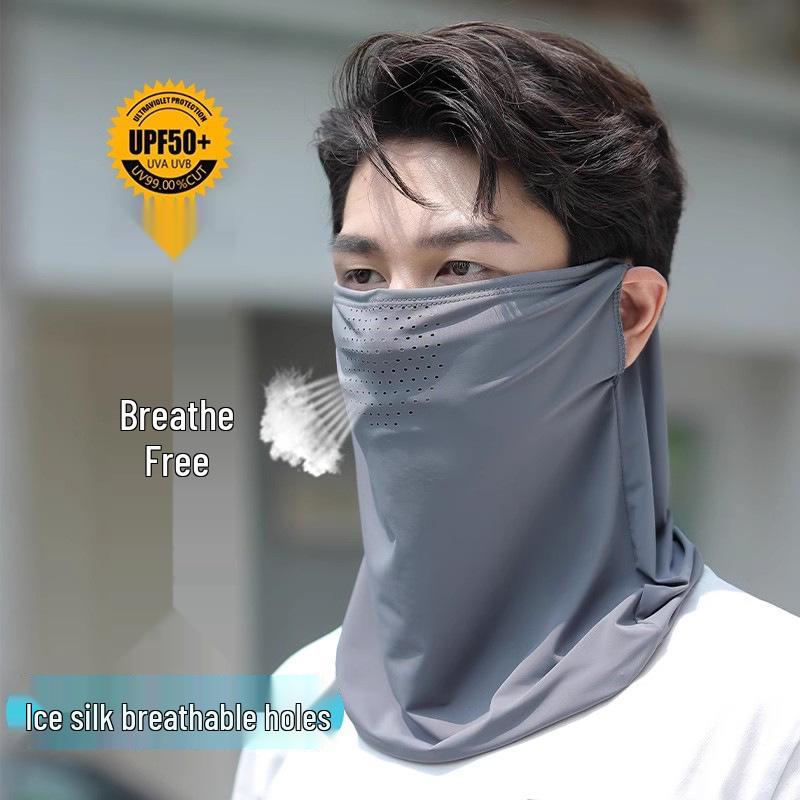 

Маска из ледяного шелка с защитой от УФ-лучей: Мужской шарф-бандана от солнца для велоспорта