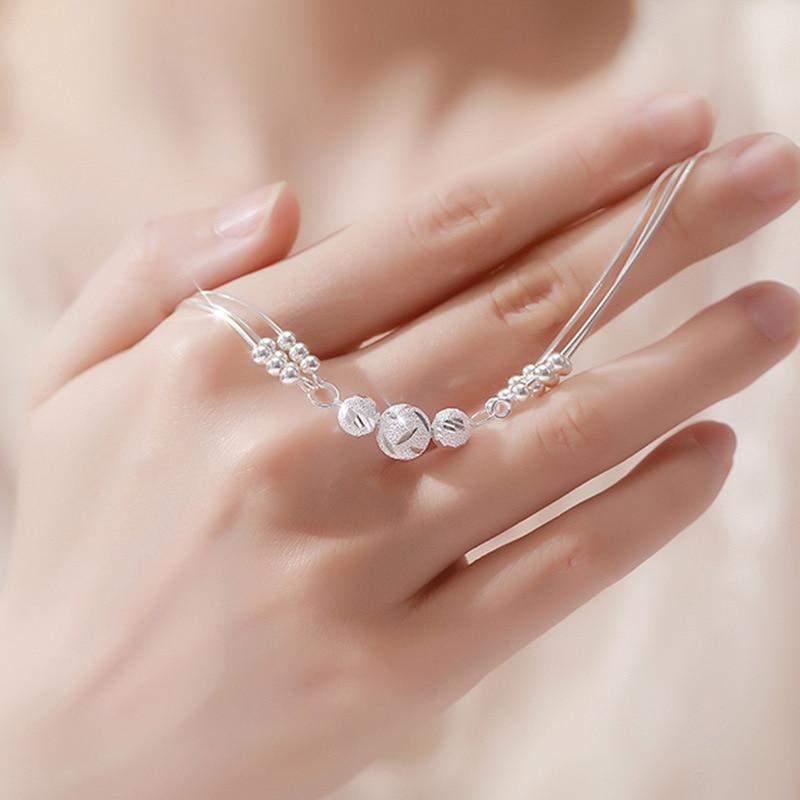 925 Sterlingsølv Rund Perle Charm Armbånd & Armring For Kvinner Jenter Fest Bohemsk Mote Smykker SL279