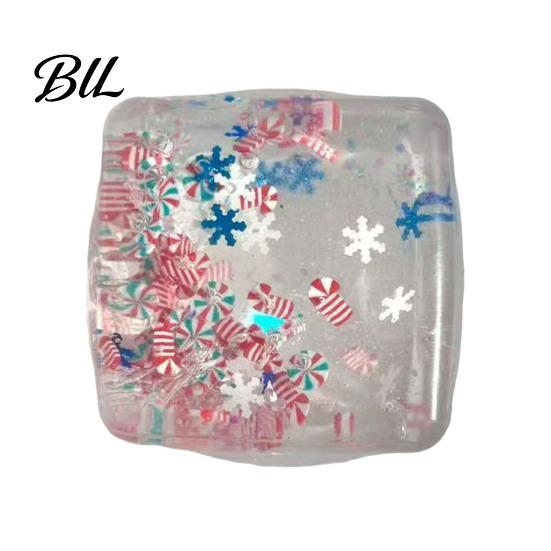 Ice Cube Sensory Toys Christmas Squeeze Toy, Confetti Filled Stress Relief Clear Toy Slow Rebound for Anxiety Reduction Transparent