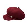 Women Beret Hat Solid Color Dome Top Style Painter Hat with Short Brim Warm Headwear Winter Fashion Accessory