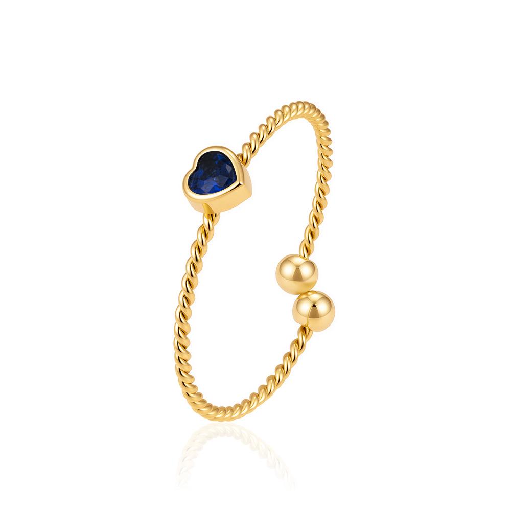 European & American Style Heart Zirconia Stainless Steel Women's Luxury Adjustable 18K Cable Ring