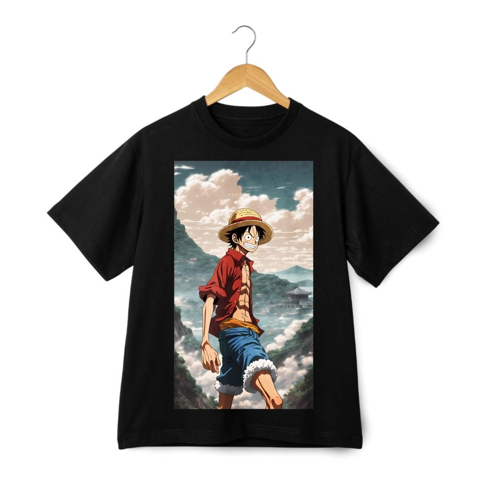 Straw Hat Red Top Blue Shorts Luffy-Style Tshirt True Anime Fan Print Unisex Tee