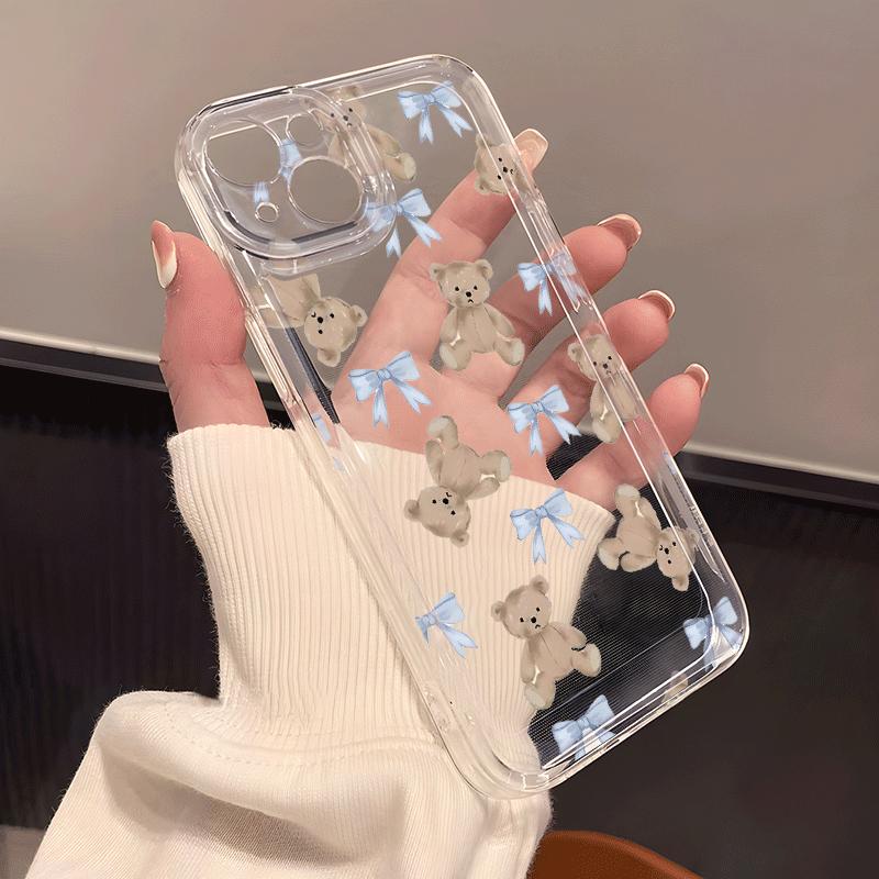 Bow Bear Anti Drop Phone Case for iPhone 17 16 15 14 13 12 11 Pro/Max/Plus Anti Drop and Anti Shock Back Cover