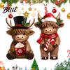 Vinterheminredning 2 st Jul Höglandsboskap Figurer Harts Jultomte Ren Ko med Hatt Prydnader Varm Kakao Dekoration för Trädgård Trapphylla Bord