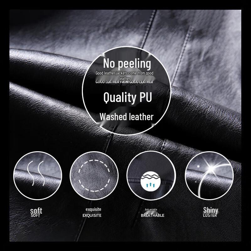 JEANSWEST Men's Slim-Fit Casual Faux Leather Jacket