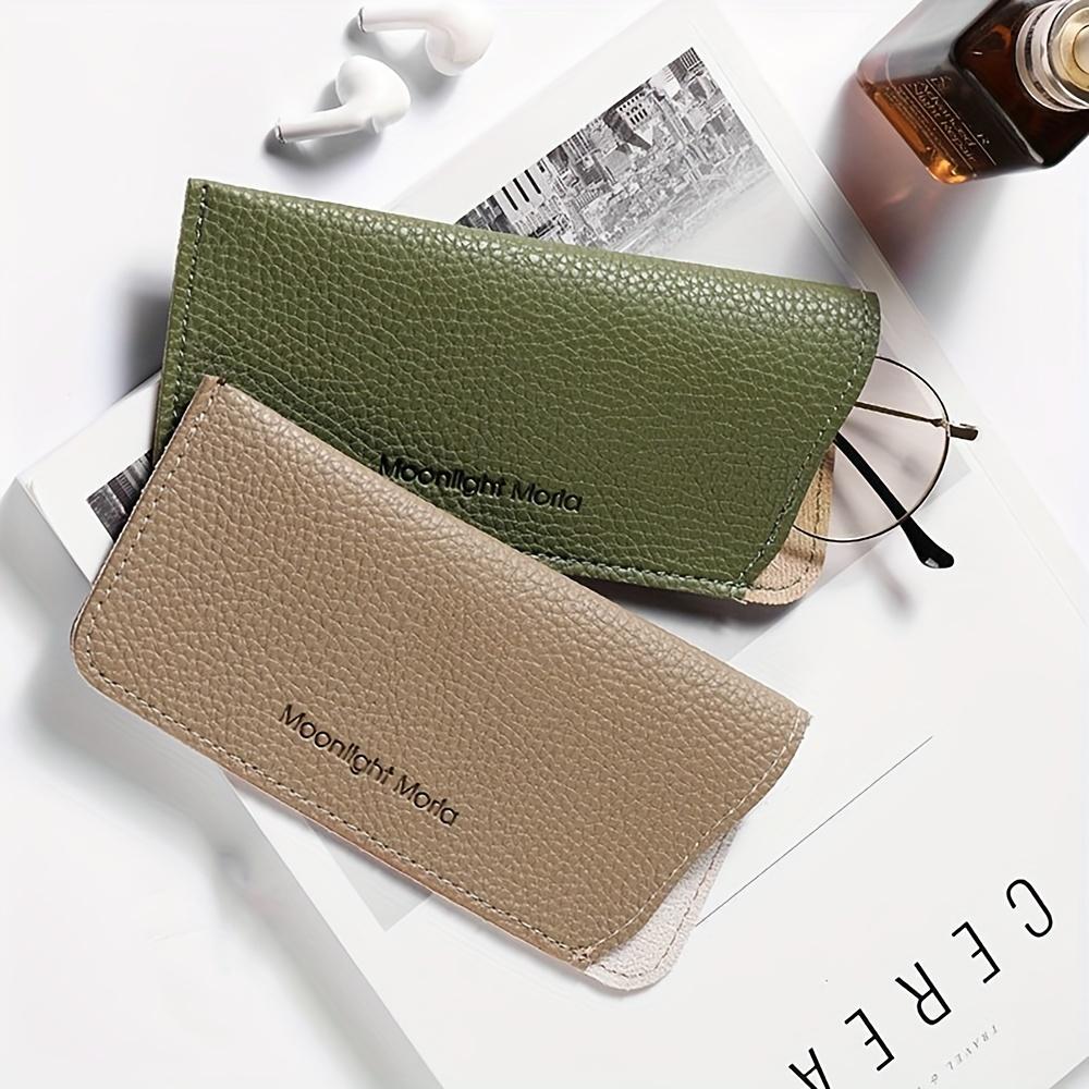 [Premium Eyeglass Case] Premium PU Leather 1pc Eyeglass Case | Portable Soft PU Leather Glasses Pouch with Clip for Women