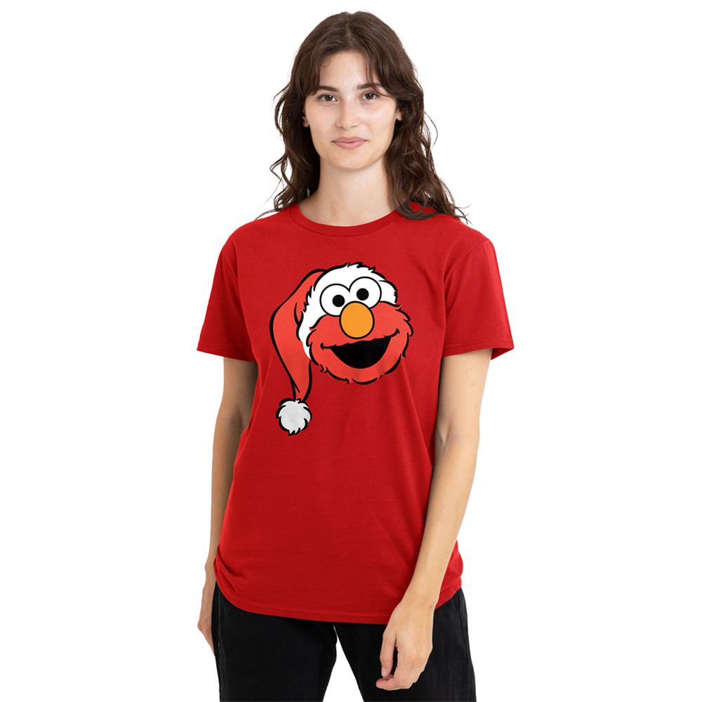 Sesame Street Womens/Ladies Elmo Santa Hat Christmas T-Shirt