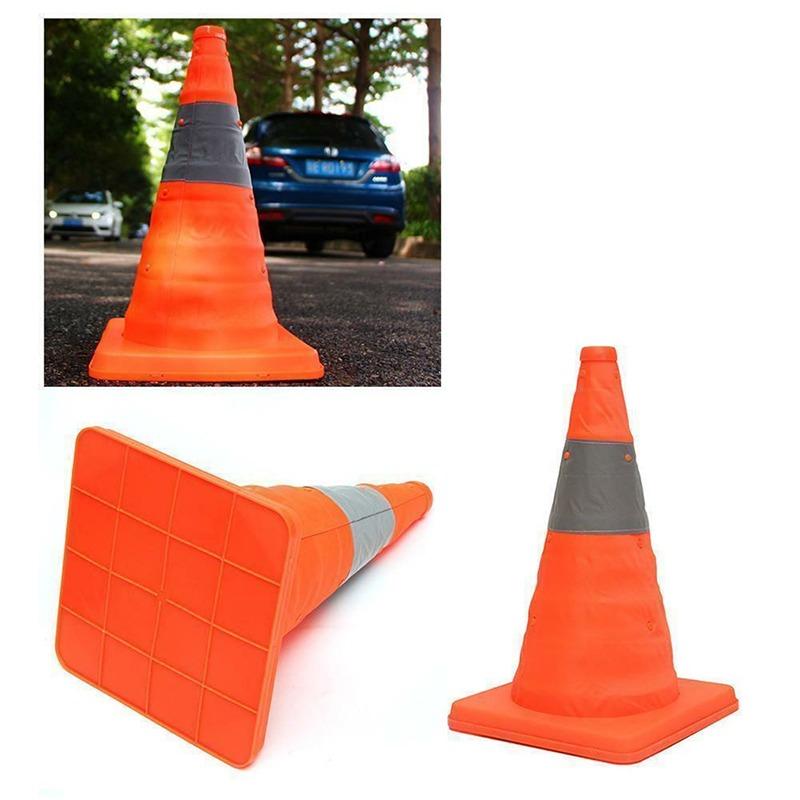 35cm Height Collapsible Traffic Cones Multi Purpose Pop Up Reflective Safety Cone Soft Material Foldable Road Cone