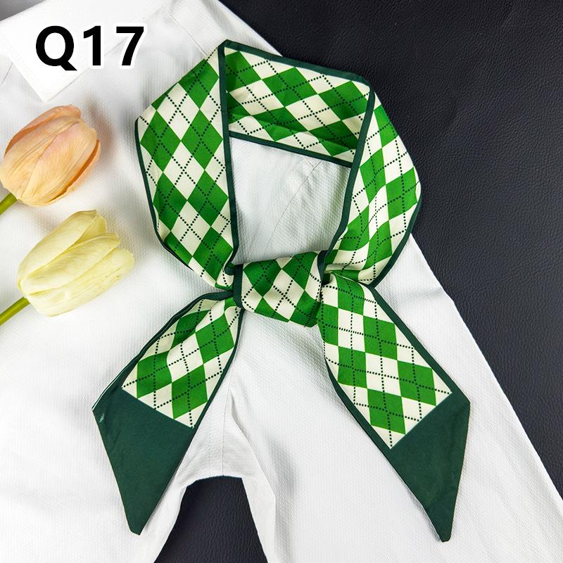 New Long Versatile Silk Scarf Tied Hair Band Bow Letter Floral Streamer Tied Bag Gift Small Silk Scarf