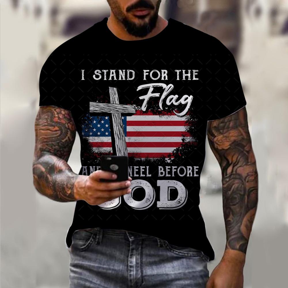 3D-gedrucktes T-Shirt mit amerikanischer Flagge für Männer