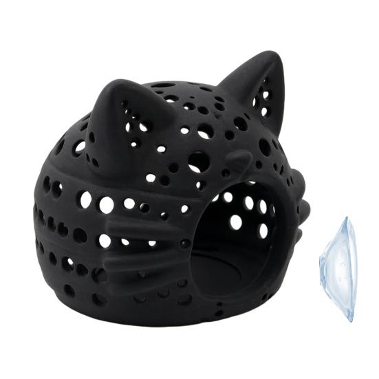 Betta Fish Accessories Aquarium Shrimp Cave, Cat Head Hideout with Suction Tank Cave for Small Cup, Decorative Tanks Decoration Shelter