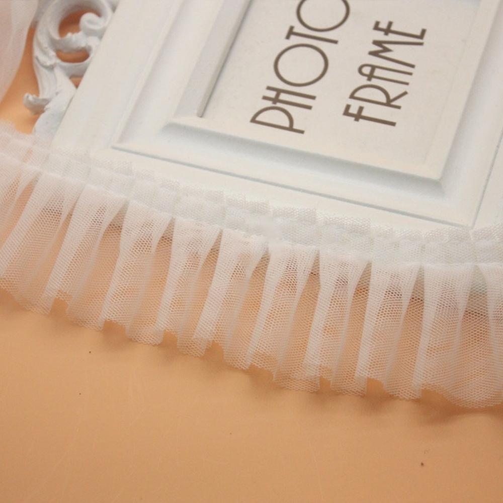 Stretch 5CM Wide Ruffled Lace Fabric Double Layer Pleated Ribbon Trim for Doll Clothes Costume Splicing & DIY Craft Decoration