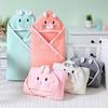 Children's Bath Towel Newborn Baby Cuddle Coral Velvet Wrap Towel Embroidered Cuddle Blanket Animal Closed Eyes Hooded Wrap Towel Poncho Bath Towel