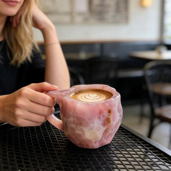 Fake Mineral Crystal Coffee Mug with Ergonomic Handle 11 Ounces Handcrafted 3D Mineral Rock Cup Tea Milk Water Drinking Cup