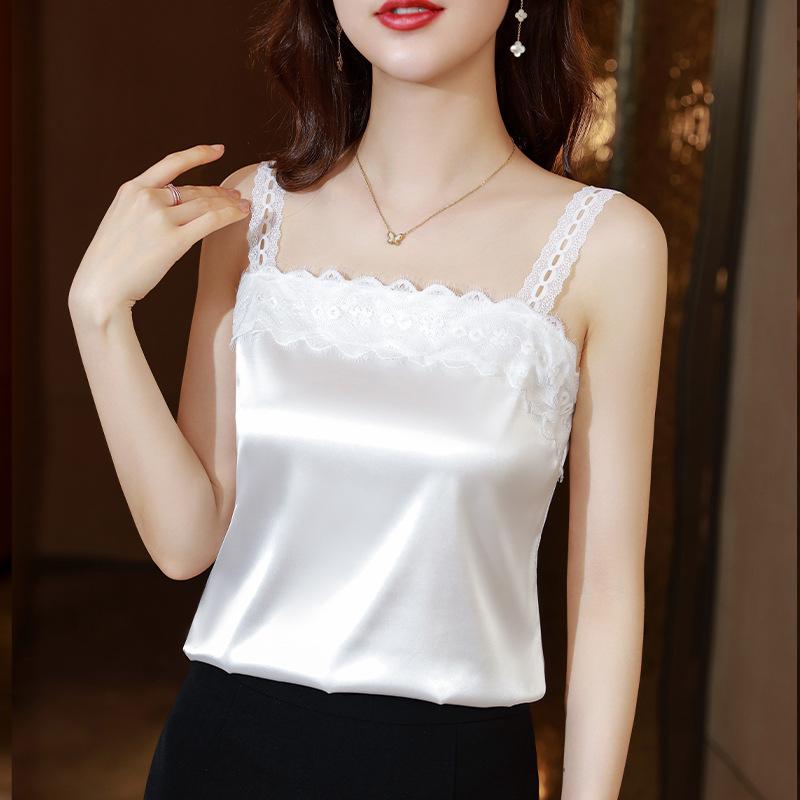 

Кружевной жилет-майка женская летняя верхняя одежда Niche с открытой спиной топы и майки 4XL белый