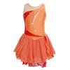Figure Ice Skating Dress for Girls Sleeveless Glitter Rhinestone Chiffon Patchwork Ballet Dress Gymnastics Leotard Dancewear