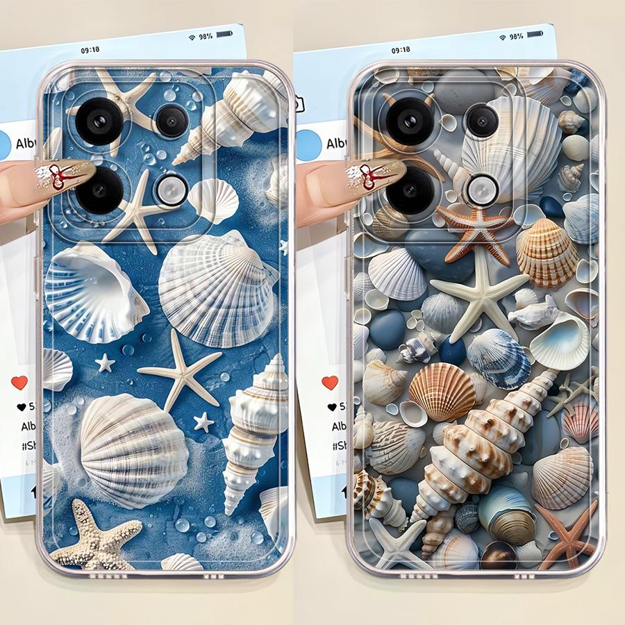 Kryt na telefon pro Xiaomi Redmi A1 A2+ A5 9A 9C 14C 13C A3x 12C 10C Průhledný kryt Podmořské plážové mušle