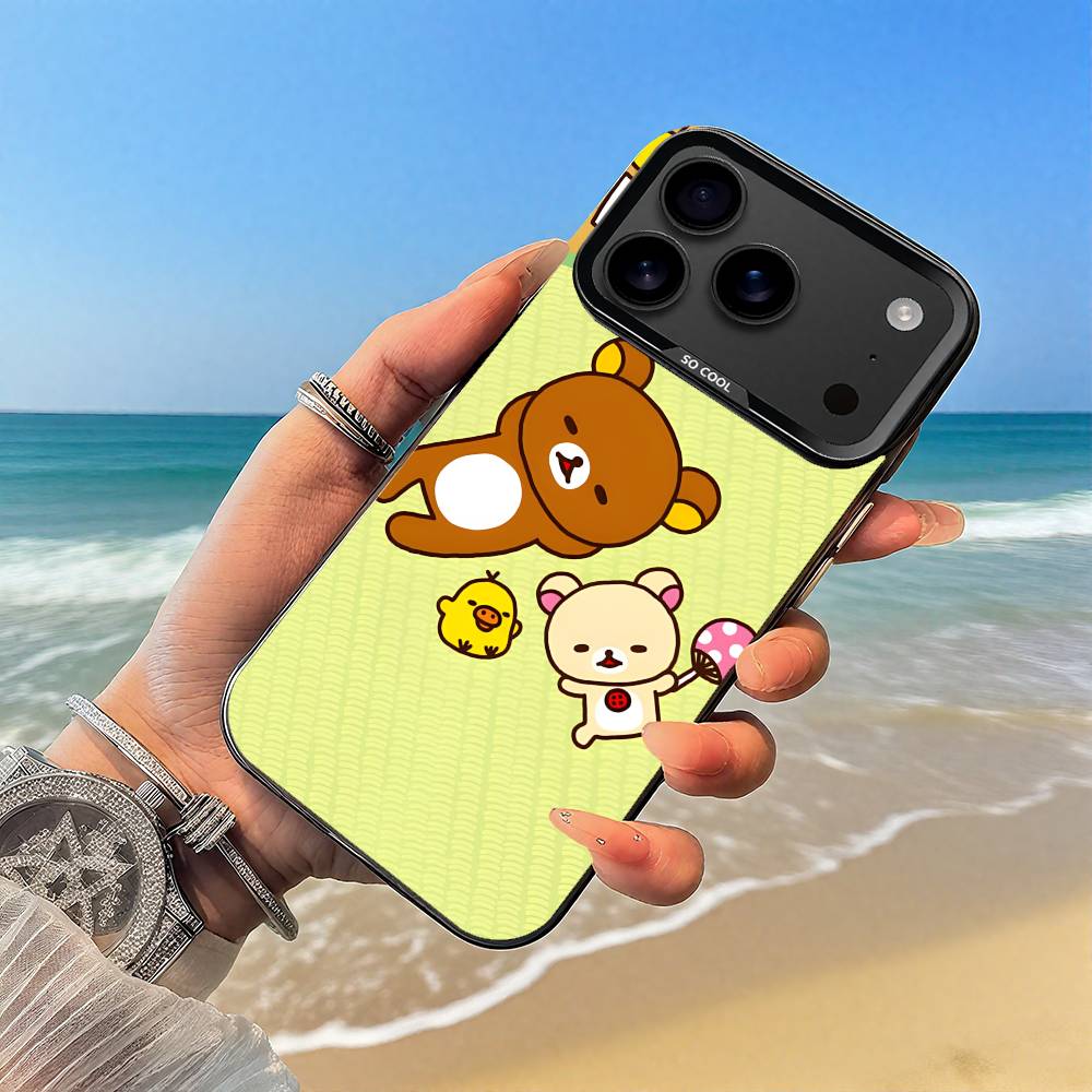 Cartoon Cute Rilakkuma Phone Case Black case for iPhone17,16,15,14,13,12,Pro,Max,Plus,E,SE4,Air,Mini