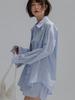 Aenhacheu Breeze Embroidery Stripe Shirt_Blue