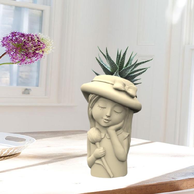 Cute Girls Pen Holder Pot Silicone Mold Epoxy Resin Mold Table Ornament Mold