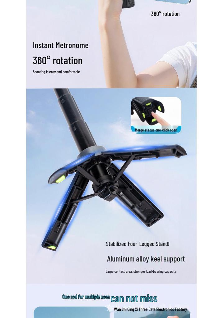 Portable Magnetic Bluetooth Selfie Stick with Integrated Multidirectional Shooting