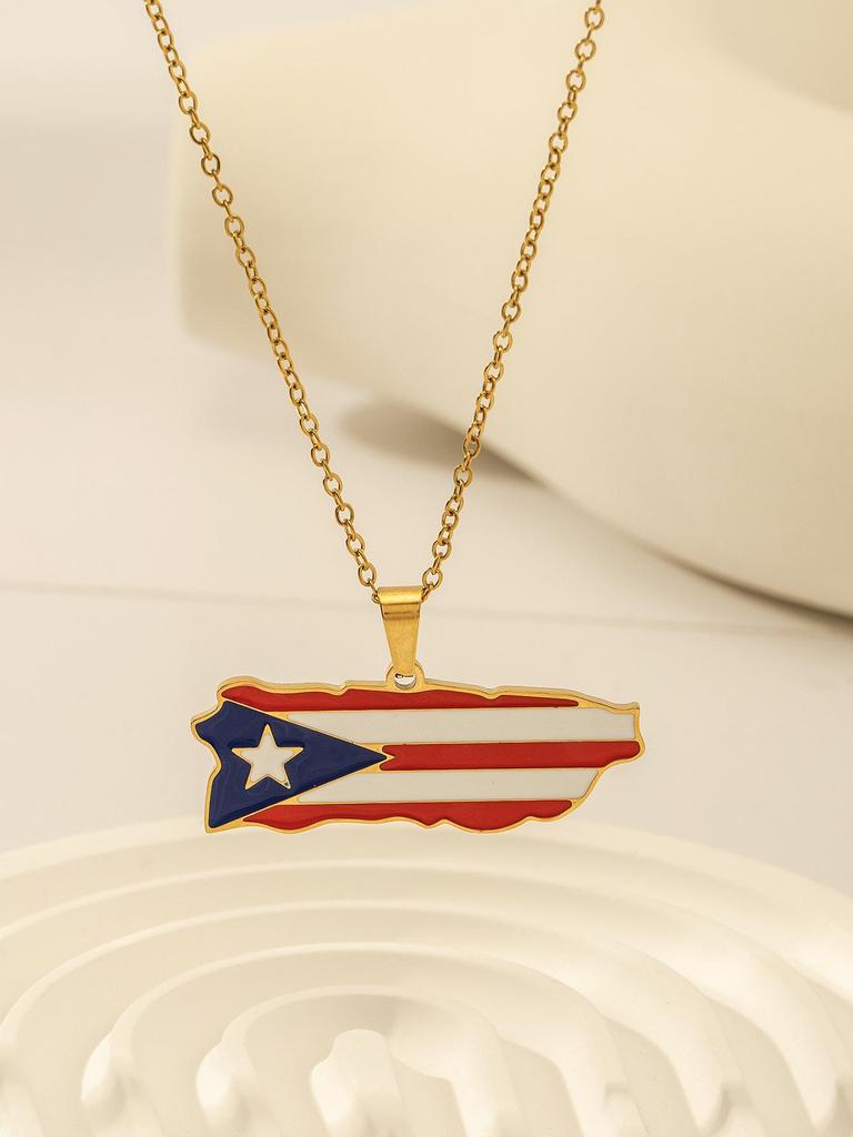 Unisex World Map Jamaica Pendant Necklace