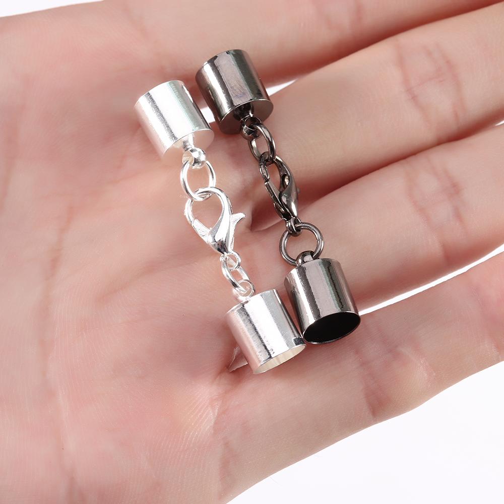 10pcs/lot Leather Cord Bracelet Lobster Clasps Hooks 2.5 3 4 5 6 7 8 9 10mm Crimp End Tip Caps Connectors For DIY Jewelry Making