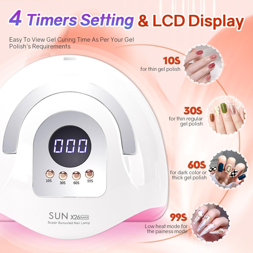 380W LED UV Light Dryer for Nails Gel Polish with 81LEDs 4 Timer Setting HD Display Screen Auto Sensor Professional Nail Light