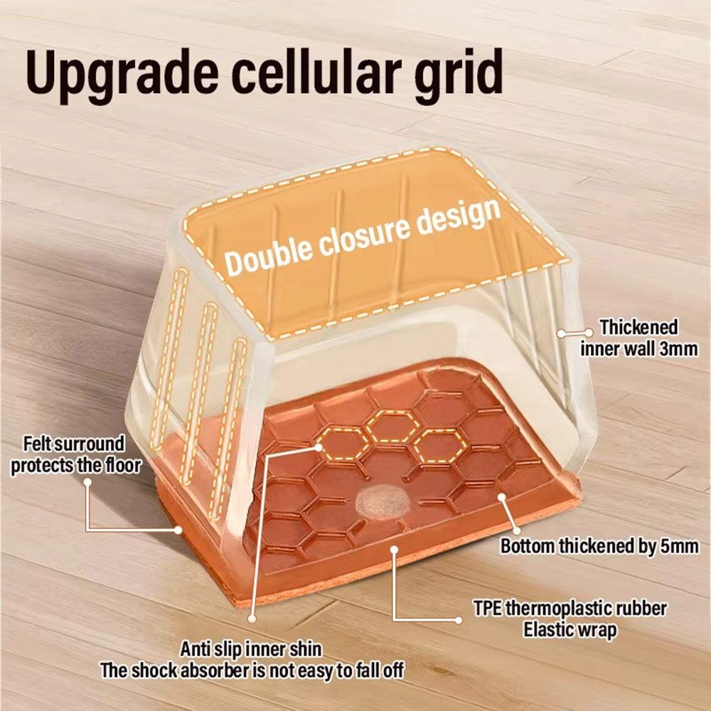 4pcs Noise Prevention Chair Leg Protector Thicked Scratch-proof Leg Cover Silicone  Furniture Pads