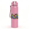 1PC Wavy Groovy Rainbow Swirl Print 750ml Color Plastic Sports Water Bottle Leakproof Flip Straw Lid Suitable for Sports Office Home Use