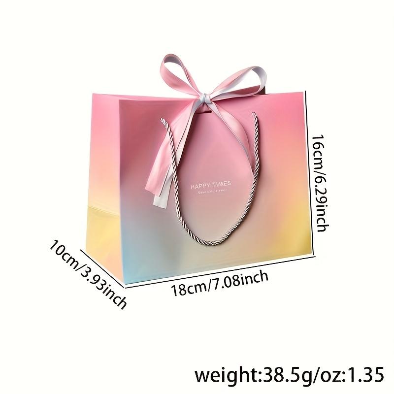

3 Пакеты из бумаги с градиентным цветом для подарков с бантами из лент - Праздничные пакеты Счастливые времена для косметики, чашек и многого другого - Идеально для дней рождения Small