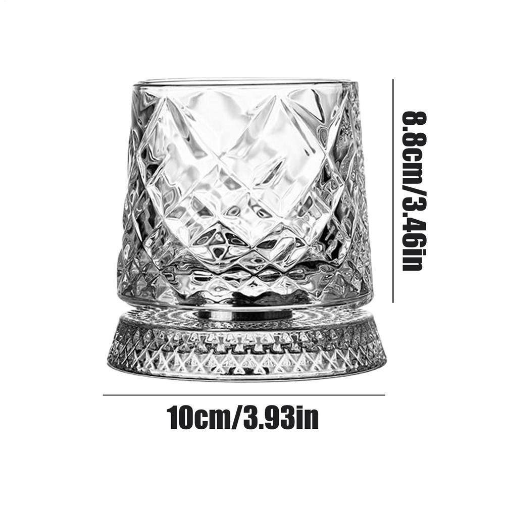 Whiskey Glass Transparent Wine Glass Household Heat-resistant Rotatable Beer Cup Party Drinkware Creative ornaments 10X10X8.8cm