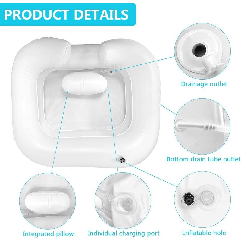 Hair Wash Basin for Bedridden People with Shower Head and Water Bag, Shampoo Basin with 1 m Drain Hose, Hair Washing for Bedridden People