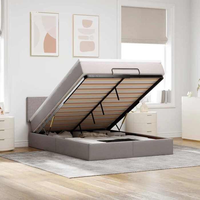 Maison Exclusive - Lit ottoman avec matelas taupe 140x190 cm tissu