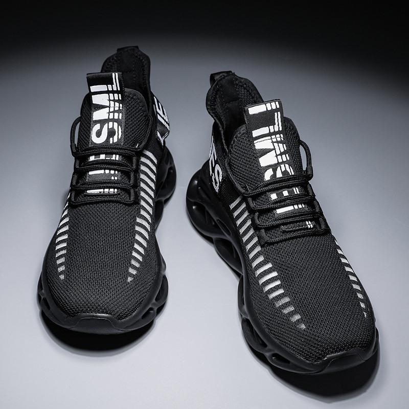 Ultra-light 46 large size men's shoes blade thick sole mesh breathable sports running shoes lightweight twist sole fly-woven shoes