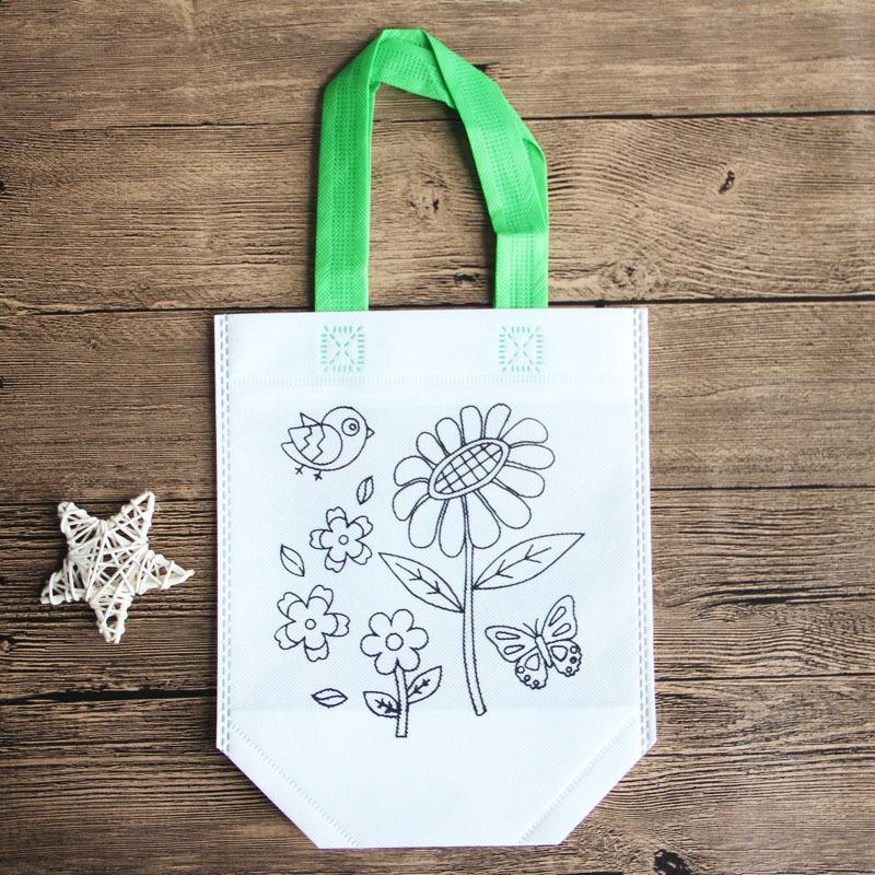 Non-Woven Graffiti Bag Diy Garbage Sorting Bag Children'S Hand-Painted Production Coloring Painting Handbag Material