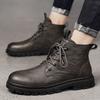 Fashion 2025 New British Style Men's Short Boots,fashionable Men's Shoes Workwear Boots High Top Leather Shoes for Men Botas Para Hombre