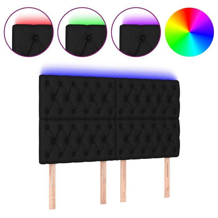 VidaXL Tête de Lit à LED Meuble de Chambre à Coucher Accessoire de Lit Double Tête de Cadre de Lit Intérieur Noir 3122760