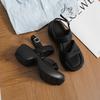 Thick-soled One-word Sandals Female Open-toe Soft-soled 2025 Summer New Fairy Style Versatile High-heeled Roman Muffin Shoes