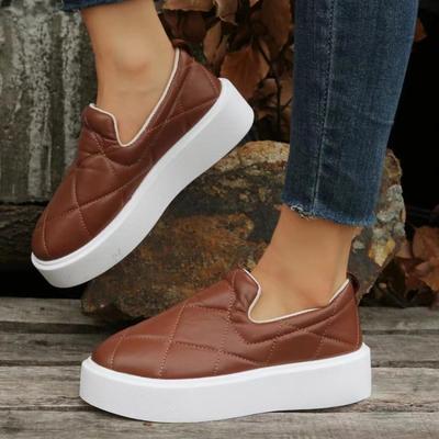 Flats Sneakers Platform Shoes for Women 2024 Ladies Casual Slip-on Plaid Loafers Large Size 43 Vulcanized Shoes Zapatillas Mujer