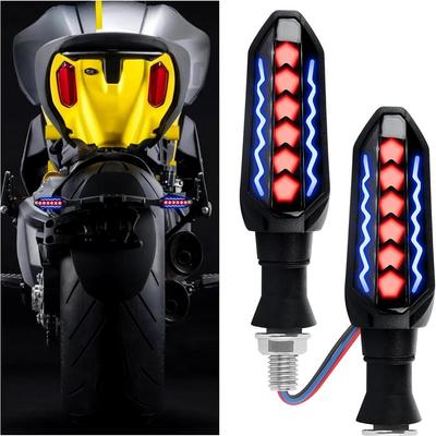 2PCS Motorcycle Turn Signals LED,Universal 12V Motorcycle Lights Sequential Turn Signal for Motorcycle Scooter (Red-Blue)