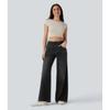 Nuovi Jeans Larghi Elasticizzati a Gamba Larga a Vita Alta Primavera ed Estate, Jeans da Donna e Pantaloni Lunghi a Gamba Larga Snellenti e Aderenti