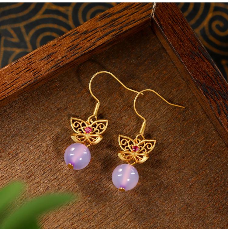 Aieryuan Butterfly Stud Earrings - Women's Retro Chinese Style, Versatile Niche Light Luxury Accessories.