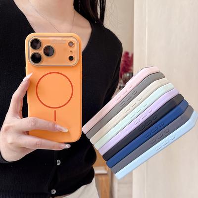 Cambio de Segundos a Funda Magnética de Silicona Líquida 17Pro Max para IPhone 17 Air 16 15 Carga Inalámbrica Cubierta Protectora de Lente de Vidrio Grande