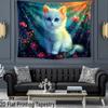 2D Flat Printing Kitten Floral Backdrop for Aesthetic Bedroom Wall Decor