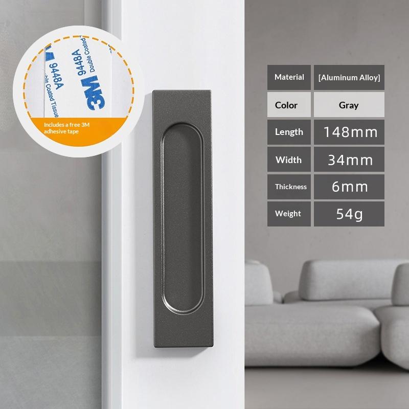 Stanzfreier Schiebetürgriff Aluminiumlegierung Selbstklebend Fenster Küchentürknauf Schrankgriffe Möbelbeschläge Griff