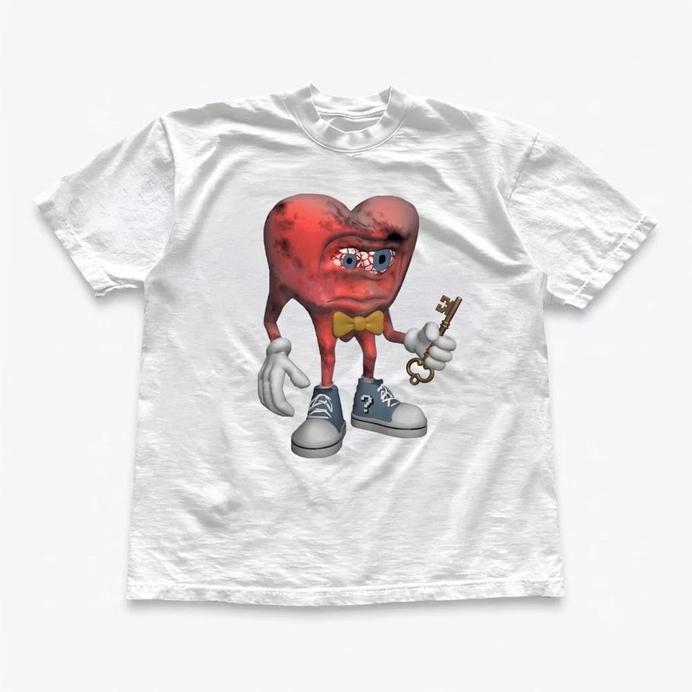 Smoking Heart Funny Broken Heart White TShirt S